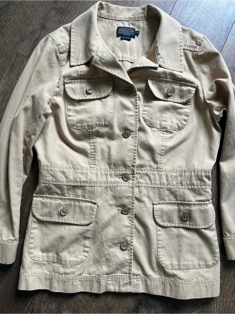 Pendleton Utility Jacket Women Tan Safari Jacket Button Front size medium - Picture 2 of 15